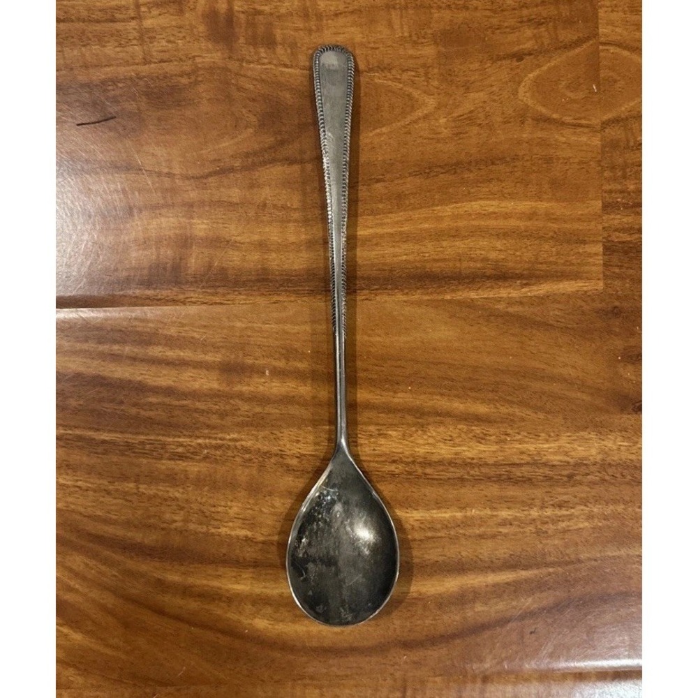 Vintage Silver Plated Salad Serving Spoon 9" Made in Italy Rustic Silverplated